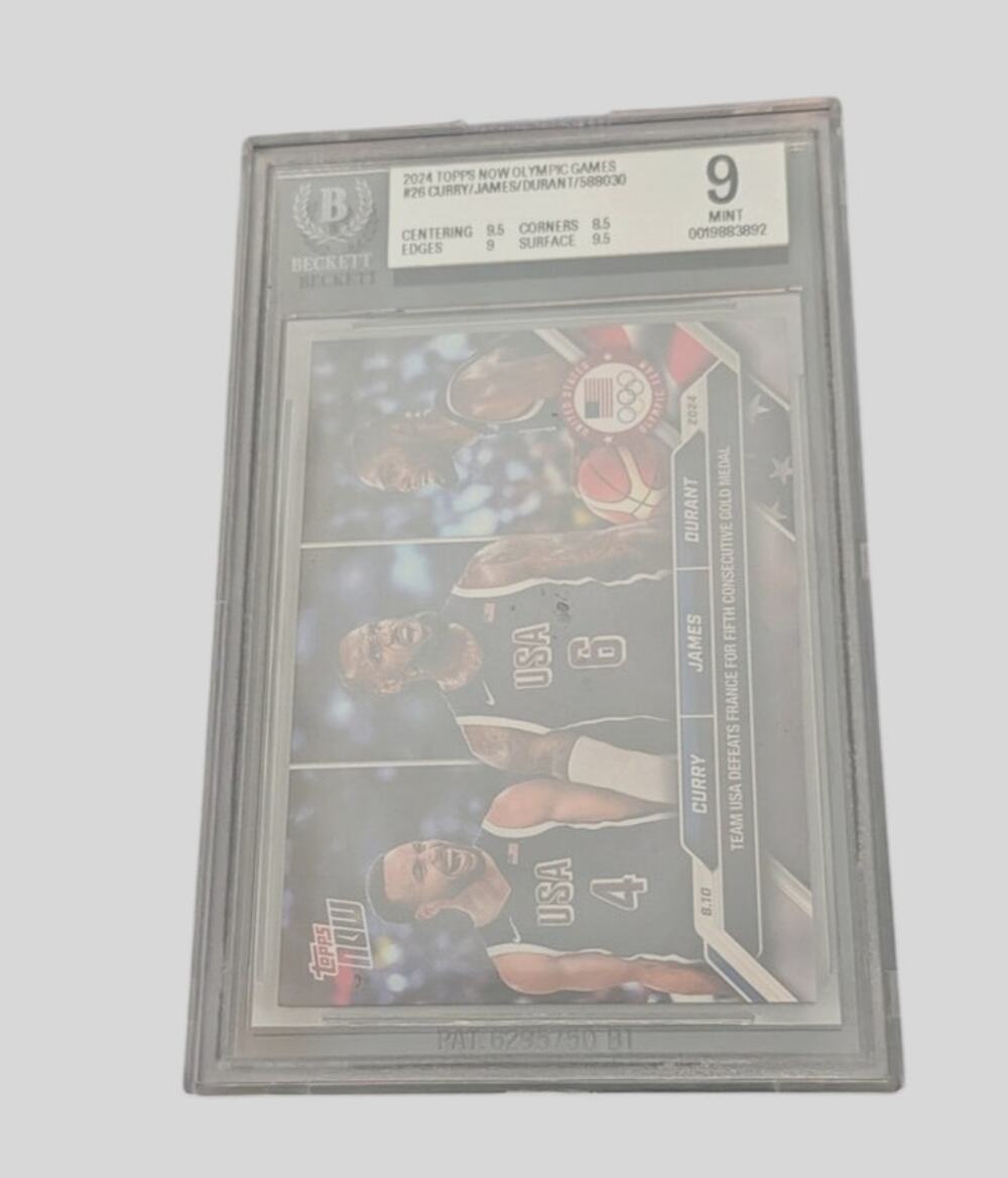 2024 Topps Now Olympic Games #26 Curry Kevin Durant Lebron James Beckett 9 Mint